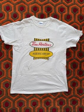 MAKE OFFER! Tim Hortons Men’s White Logo Short Sleeve Tee t-shir Men's MD